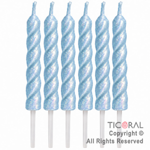 VELA VELON ESPIRAL DE 10 CM CELESTE PERLADO (PACK X 6 UNIDADES)